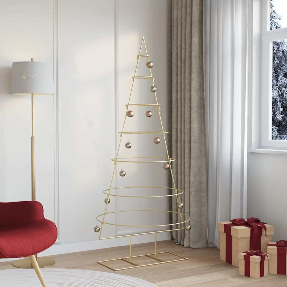 vidaXL Metalen kerstboom met standaard Goud 180 cm Poedergecoat staal afbeelding 1