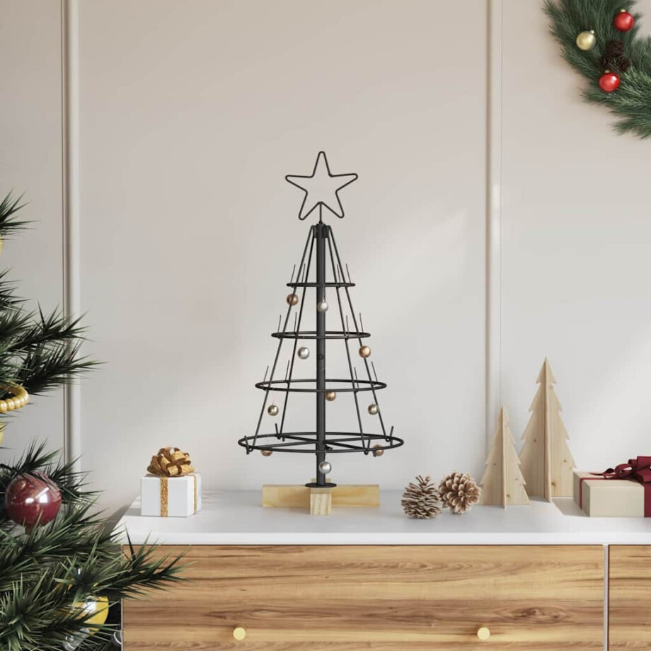 vidaXL Kerst Cone Boom met standaard Zwart 60 cm Staal afbeelding 1