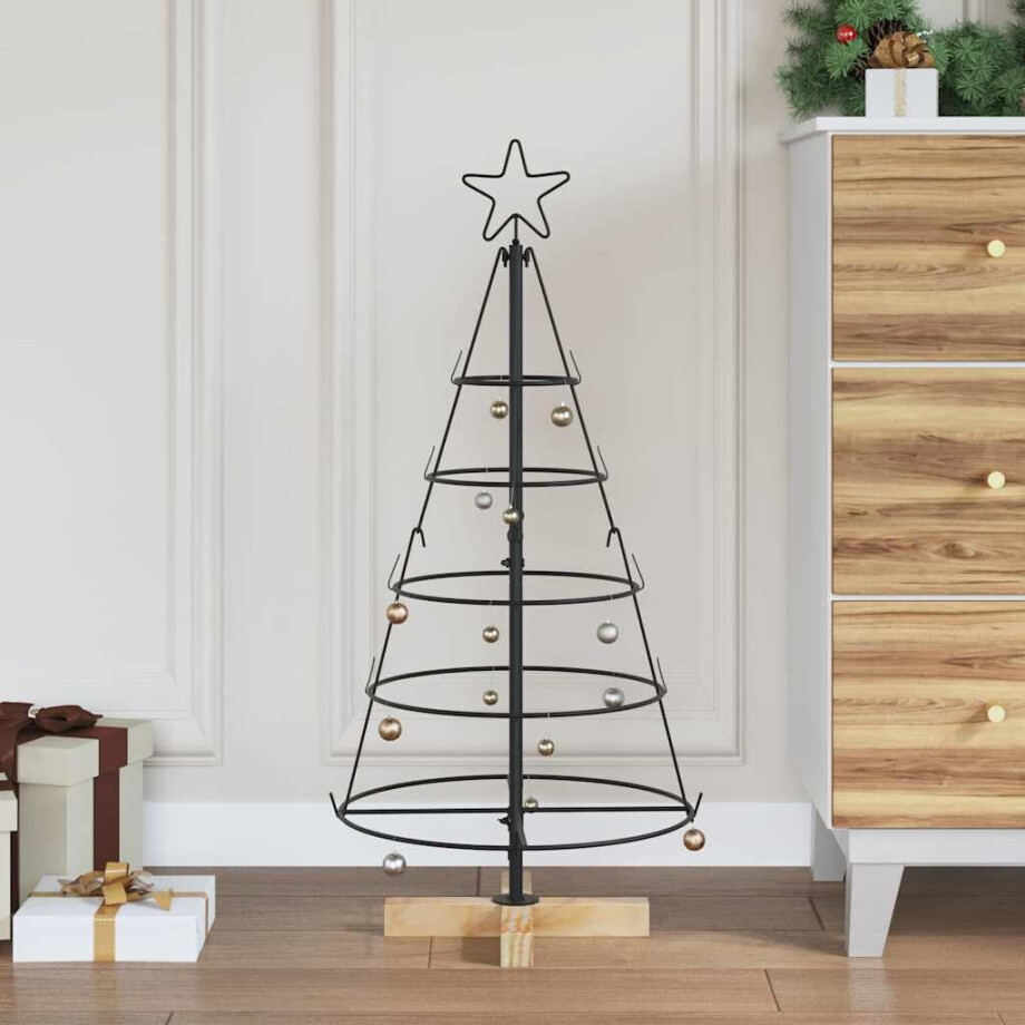 vidaXL Kerst Cone Boom met standaard Zwart 90 cm Staal afbeelding 1