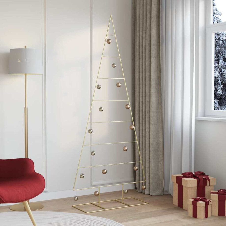 vidaXL Metalen kerstboom met standaard Goud 211 cm Poedergecoat staal afbeelding 1