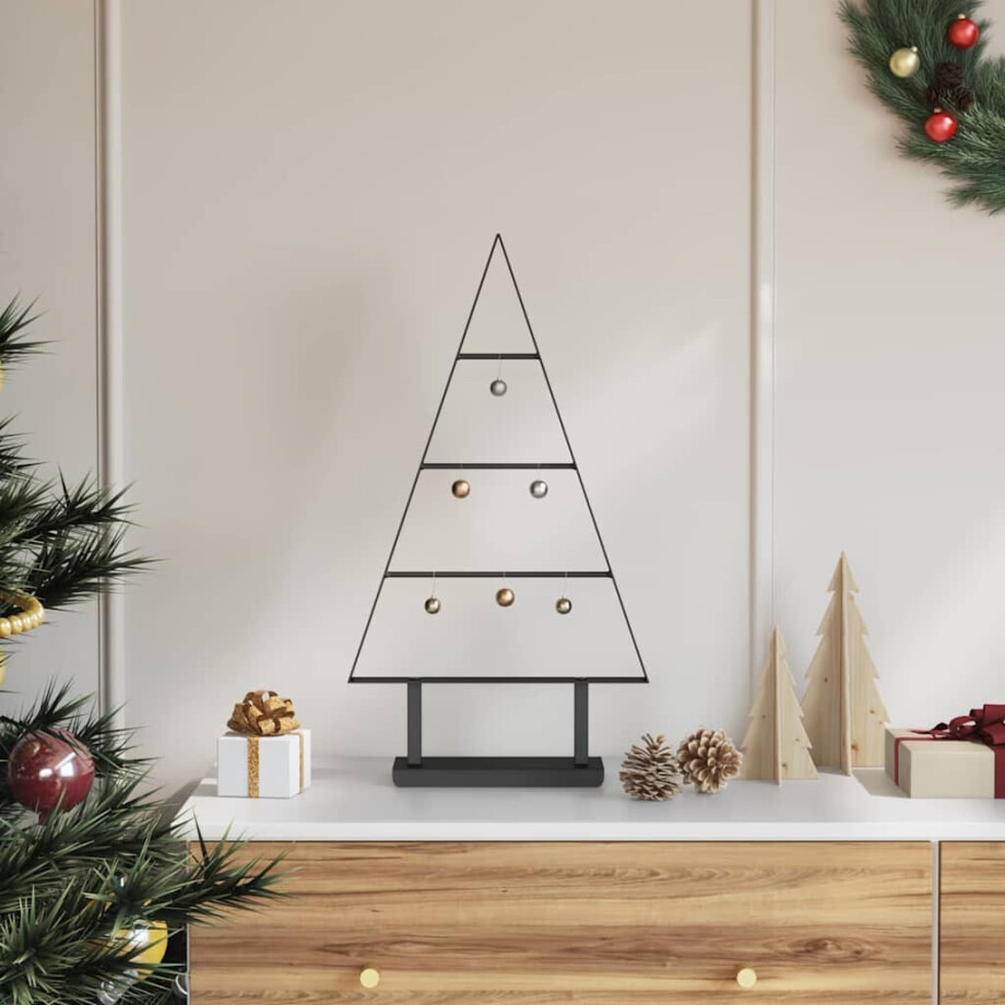 vidaXL Metalen kerstboom met standaard Zwart 60 cm Staal afbeelding 1