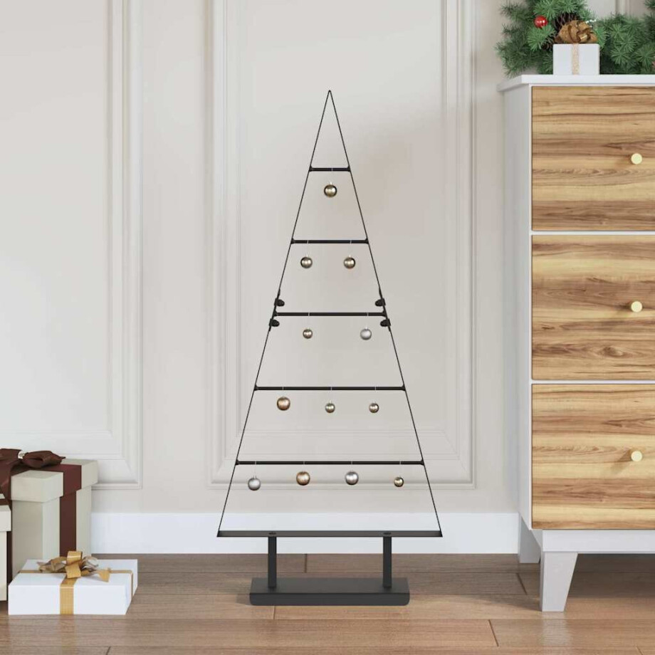 vidaXL Metalen kerstboom met standaard Zwart 90 cm Staal afbeelding 1