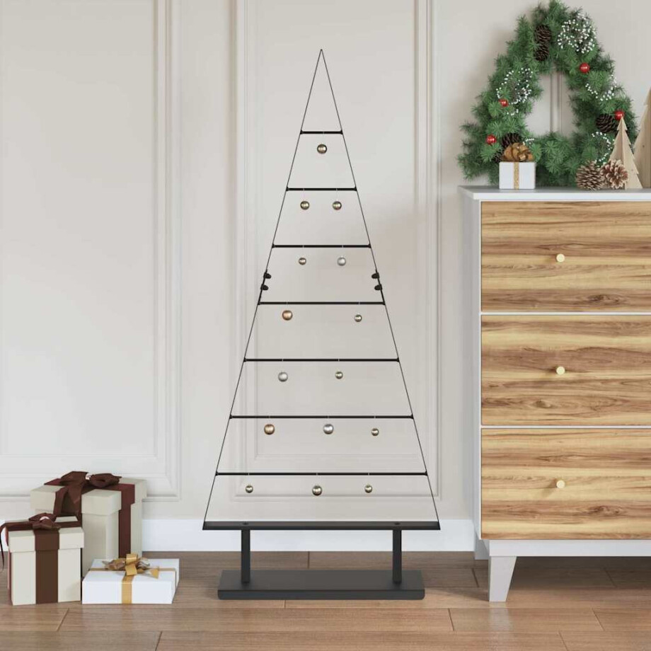 vidaXL Metalen kerstboom met standaard Zwart 125,5 cm Staal afbeelding 1
