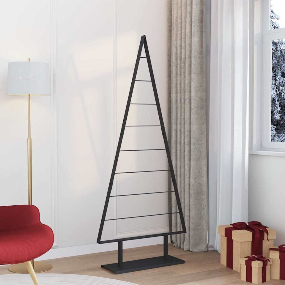 vidaXL Metalen kerstboom met standaard Zwart 180 cm Staal vidaXL Metalen kerstboom met standaard Zwart 180 cm Staal afbeelding 1