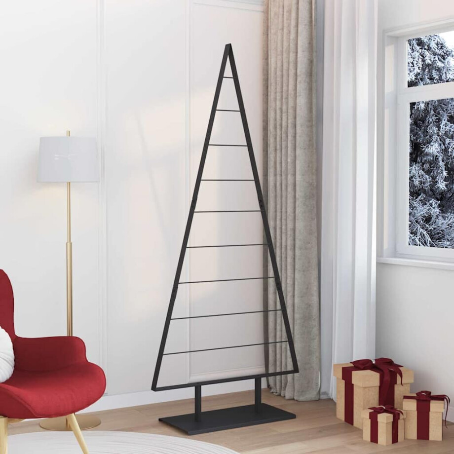 vidaXL Metalen kerstboom met standaard Zwart 210 cm Staal afbeelding 1