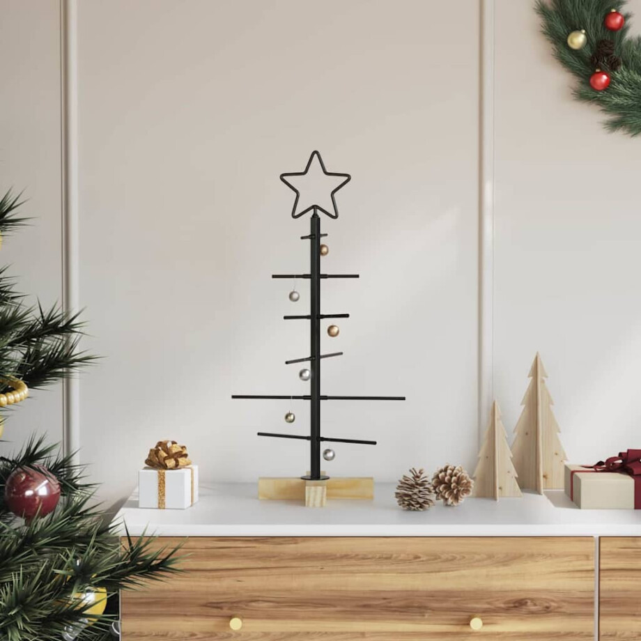 vidaXL Metalen kerstboom Zwart 59,5 cm Poedergecoat staal afbeelding 1