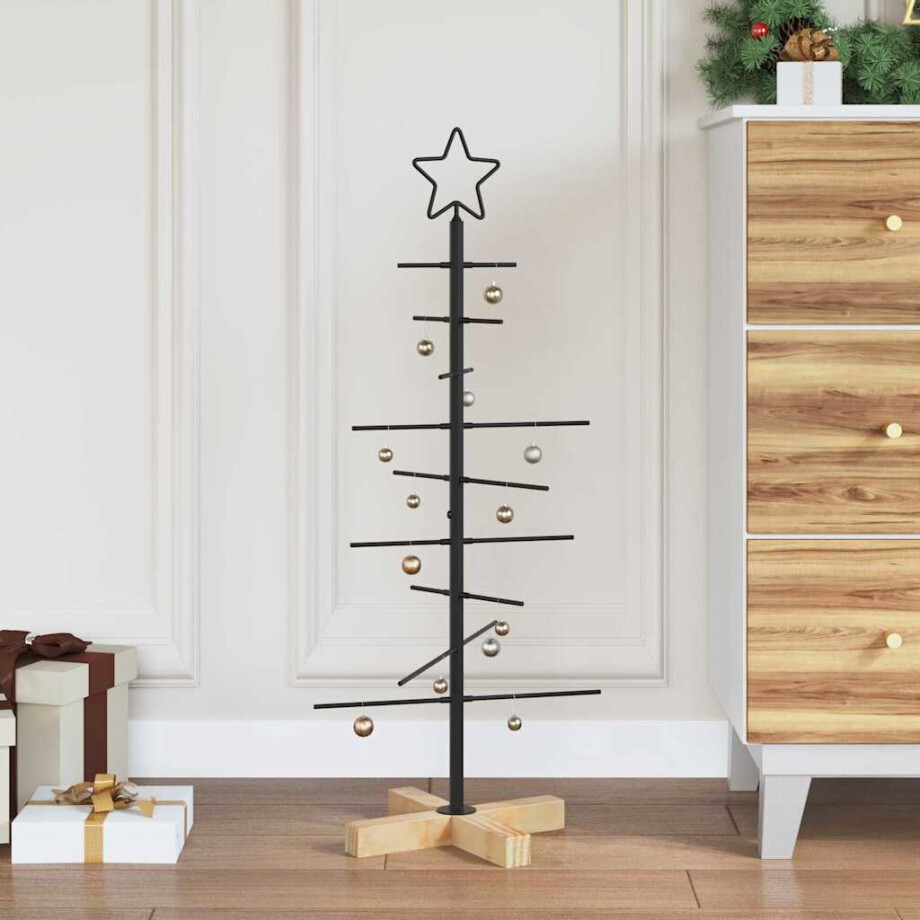 vidaXL Metalen kerstboom met standaard Zwart 89 cm Poedergecoat staal afbeelding 1