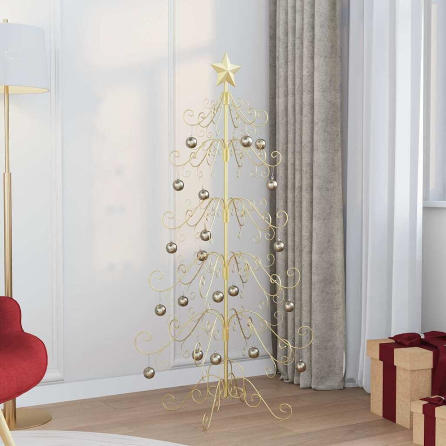 vidaXL Metalen kerstboom met standaard Goud 150 cm Poedergecoat staal afbeelding 1