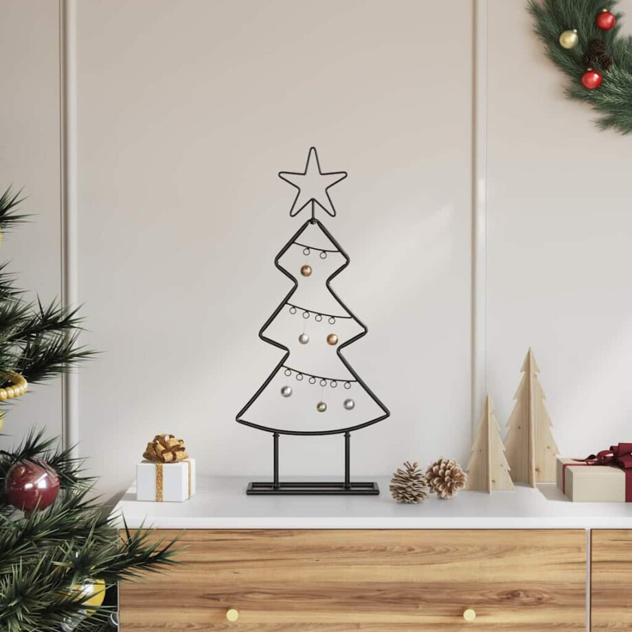 vidaXL Metalen kerstboom met standaard Zwart 60 cm Staal afbeelding 1