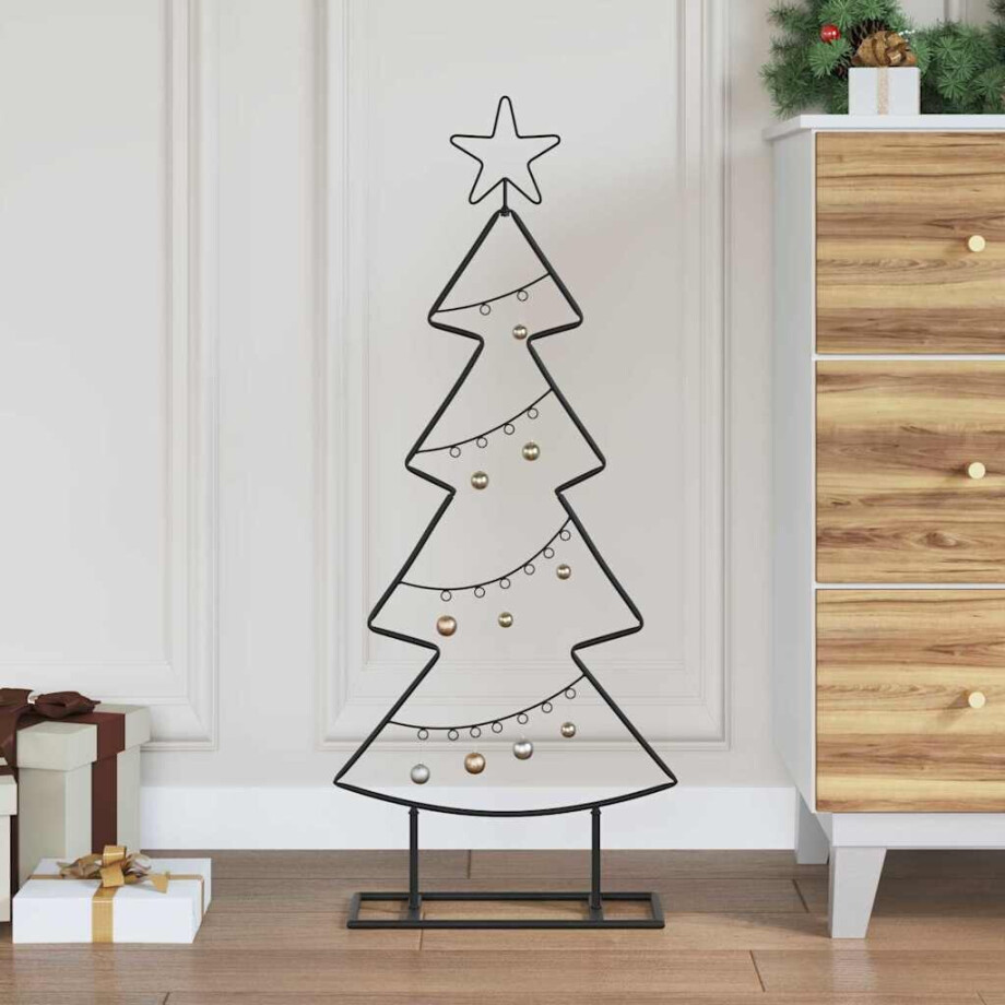 vidaXL Metalen kerstboom met standaard Zwart 90,5 cm Staal afbeelding 1