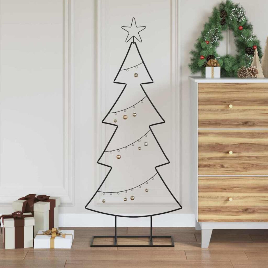 vidaXL Metalen kerstboom met standaard Zwart 125 cm Staal afbeelding 1
