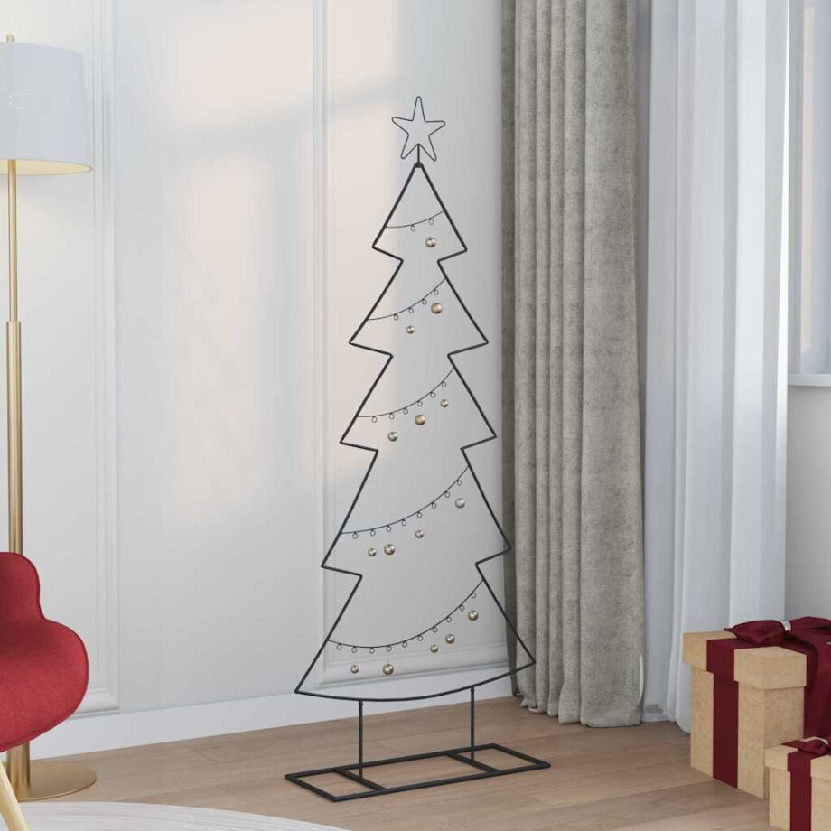 vidaXL Metalen kerstboom met standaard Zwart 150 cm Staal afbeelding 1