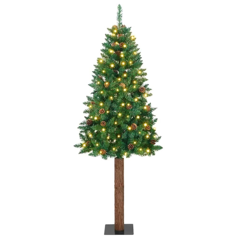 vidaXL Slanke Kerstboom Groen 210 cm PVC en massief dennenhout afbeelding 1