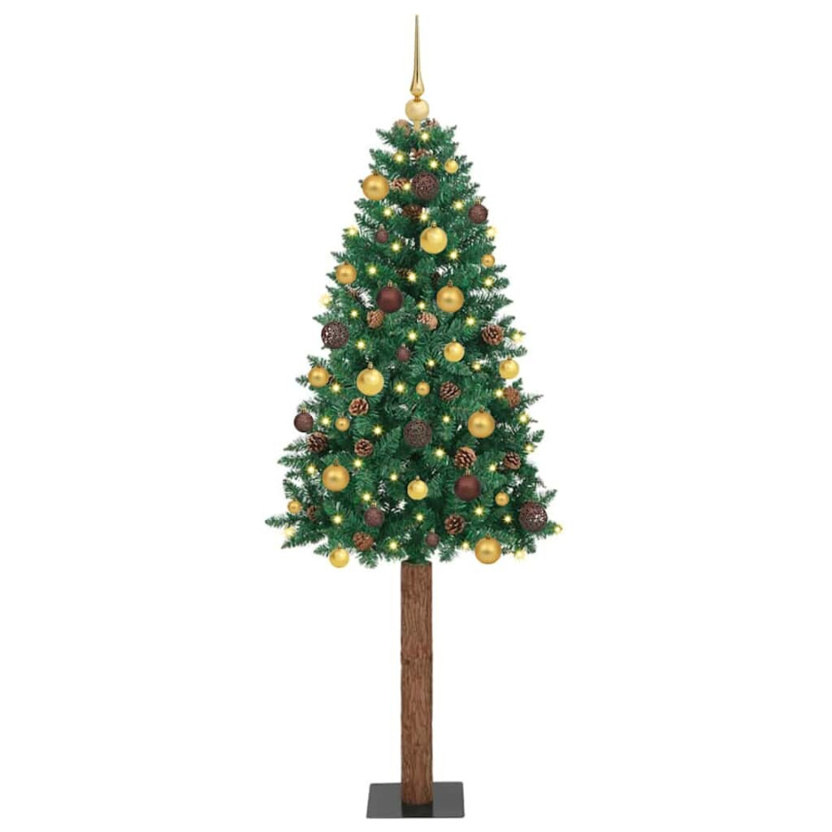vidaXL Slanke Kerstboom Groen 210 cm PVC en massief dennenhout vidaXL Slanke Kerstboom Groen 210 cm PVC en massief dennenhout afbeelding 1