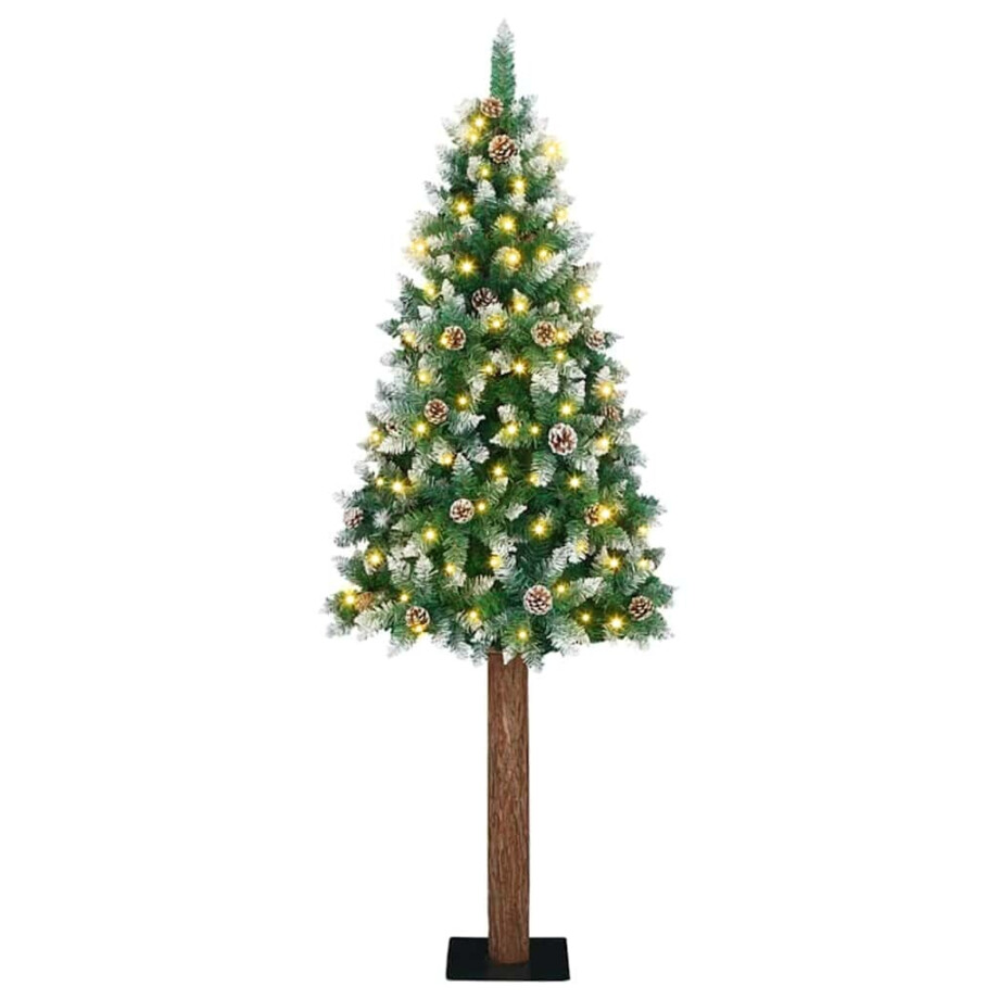 vidaXL Slanke Kerstboom Groen 180 cm PVC en massief dennenhout afbeelding 1