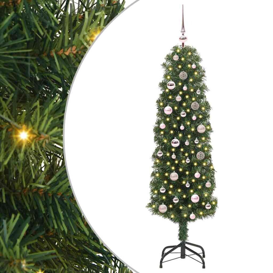 vidaXL Kunstkerstboom Groen 150 cm PVC en Staal en Kunststof afbeelding 1