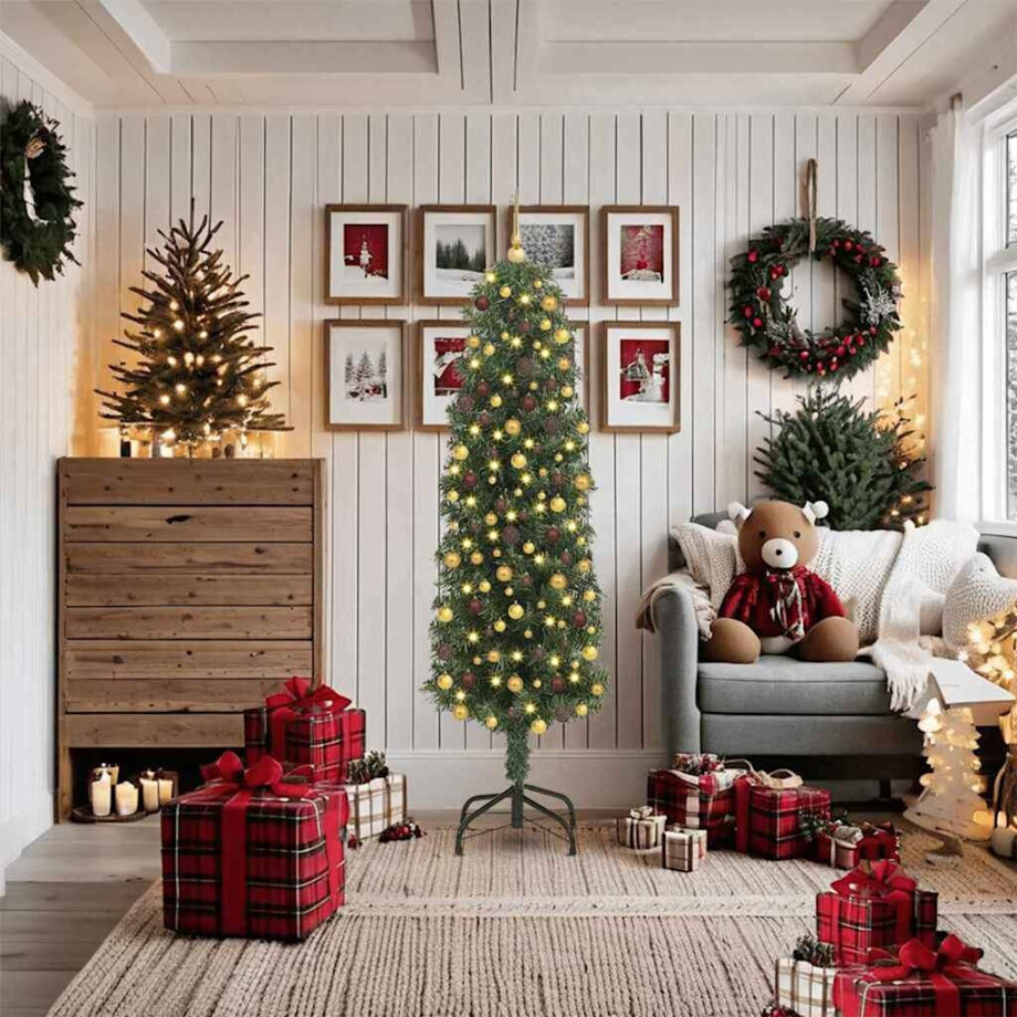 vidaXL Kunstkerstboom Groen 180 cm PVC en Staal en Kunststof afbeelding 1