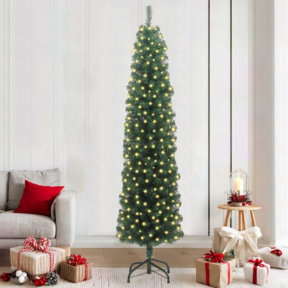 vidaXL Kunstkerstboom Groen 210 cm PVC en Staal en Kunststof afbeelding 1