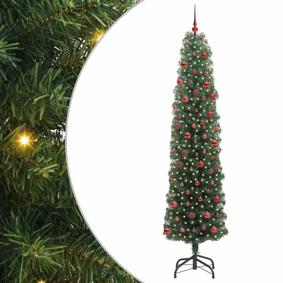 vidaXL Kunstkerstboom Groen 210 cm PVC en Staal en Kunststof afbeelding 1