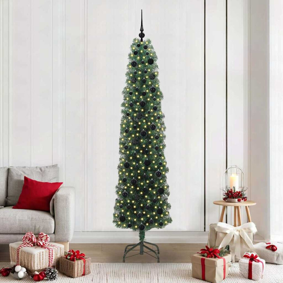 vidaXL Kunstkerstboom Groen 210 cm PVC en Staal en Kunststof afbeelding 1