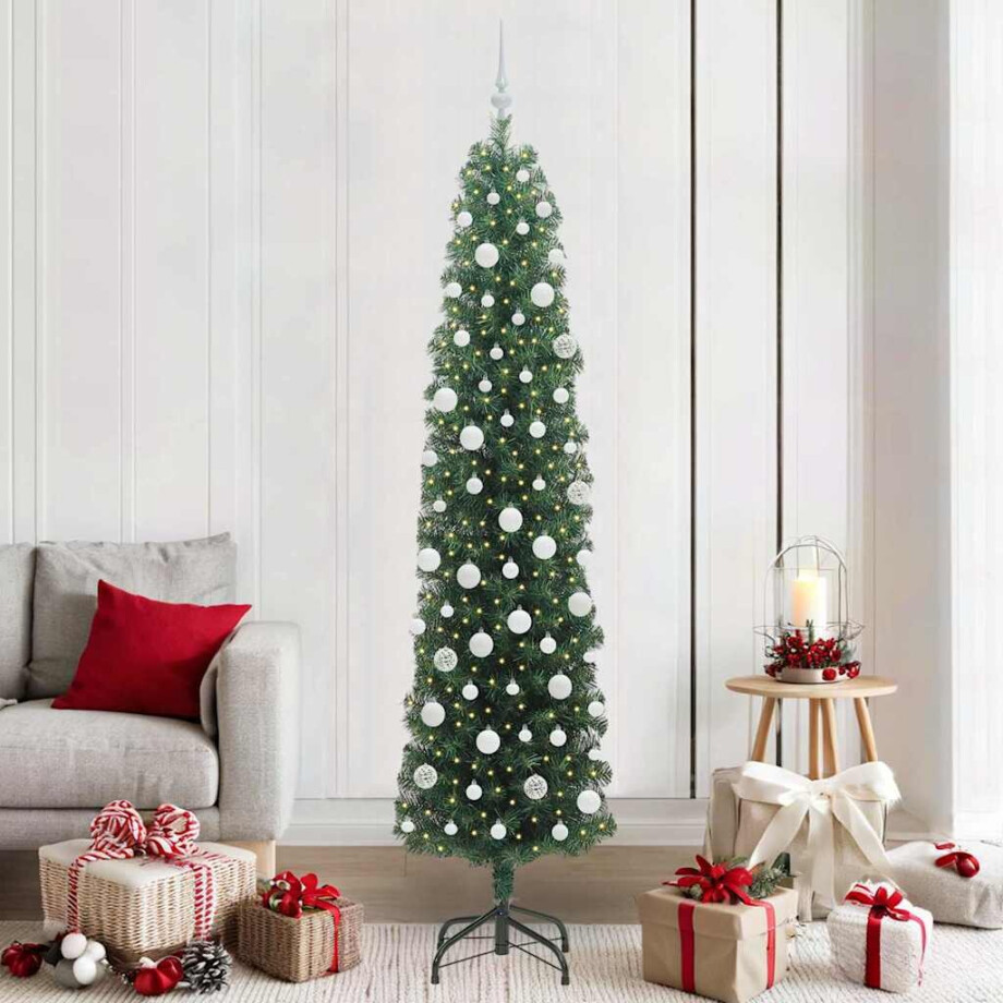 vidaXL Kunstkerstboom Groen 210 cm PVC en Staal en Kunststof afbeelding 1