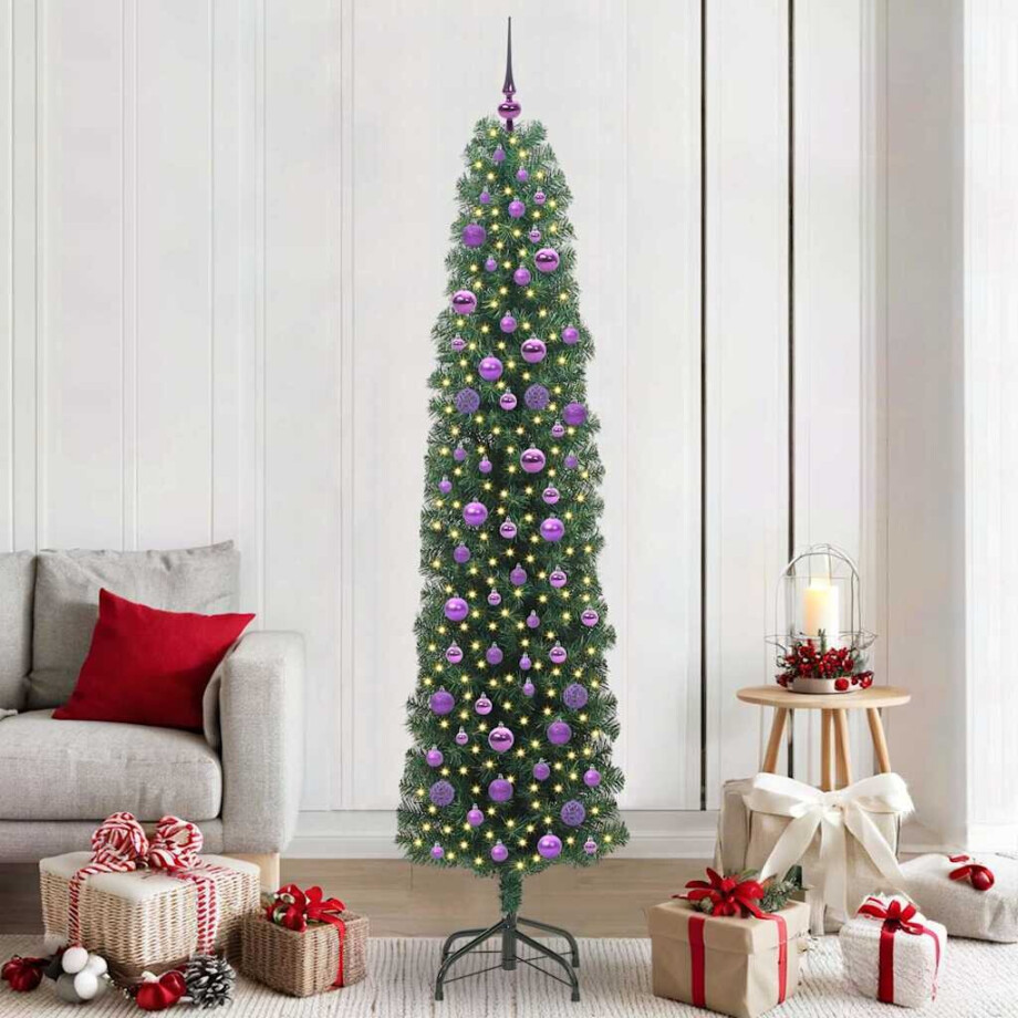 vidaXL Kunstkerstboom Groen 210 cm PVC en Staal en Kunststof afbeelding 1
