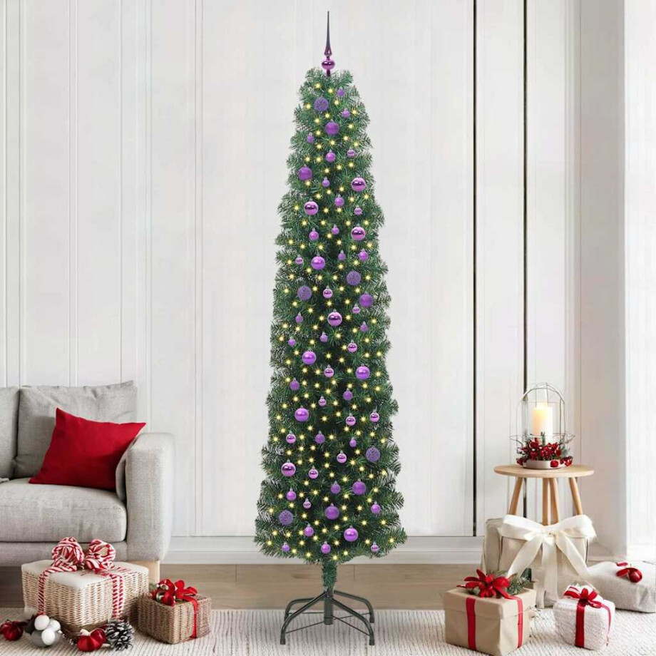 vidaXL Kunstkerstboom Groen 240 cm PVC en Staal en Kunststof afbeelding 1