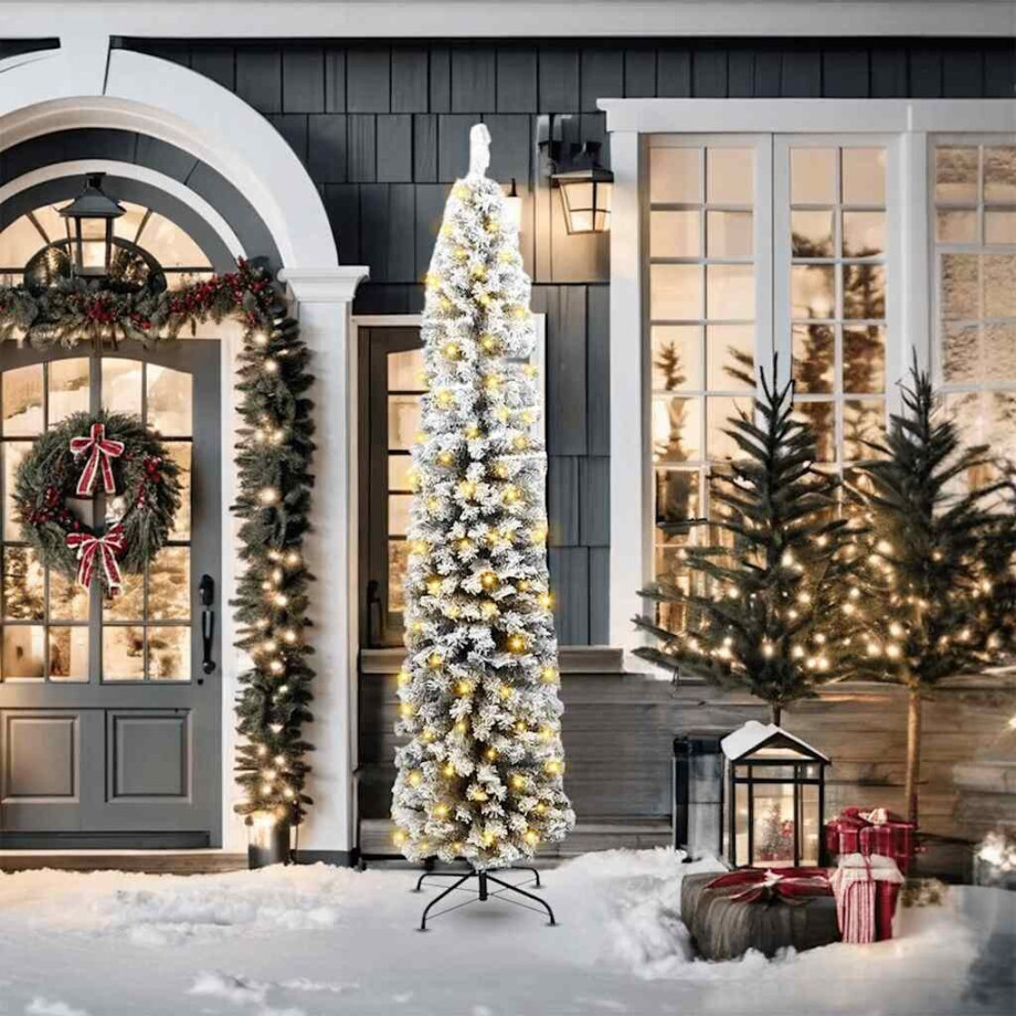 vidaXL Slanke Kerstboom Groen 55 x 55 x 210 cm Kunststof en metaal vidaXL Slanke Kerstboom Groen 55 x 55 x 210 cm Kunststof en metaal afbeelding 1