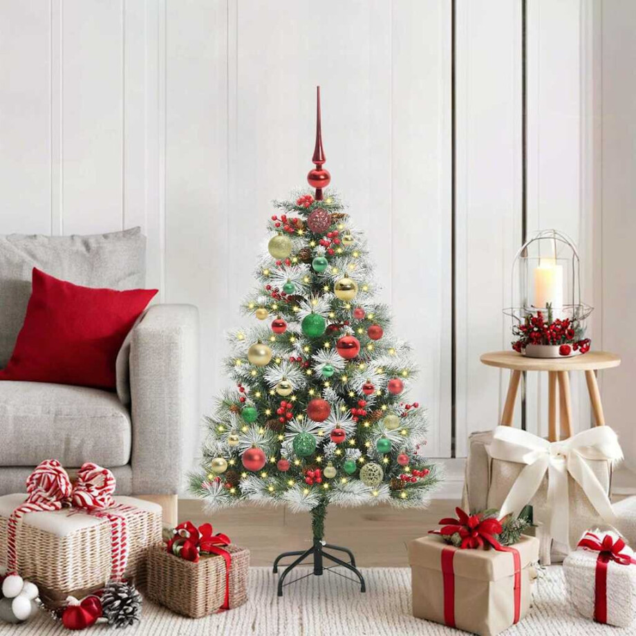 vidaXL Kunstkerstboom Groen en wit 120 cm PVC en Metaal en Plastic vidaXL Kunstkerstboom Groen en wit 120 cm PVC en Metaal en Plastic afbeelding 1