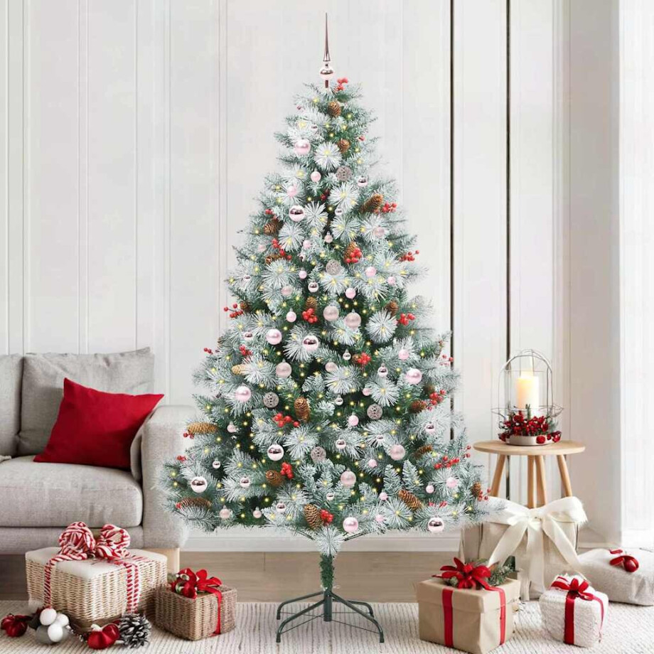 vidaXL Kunstkerstboom Groen en wit 210 cm PVC en Metaal en Plastic vidaXL Kunstkerstboom Groen en wit 210 cm PVC en Metaal en Plastic afbeelding 1