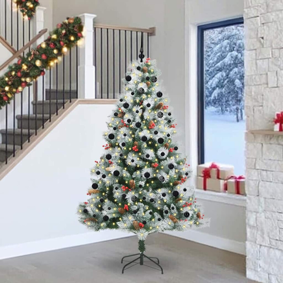 vidaXL Kunstkerstboom Groen en wit 240 cm PVC en Metaal en Plastic vidaXL Kunstkerstboom Groen en wit 240 cm PVC en Metaal en Plastic afbeelding 1