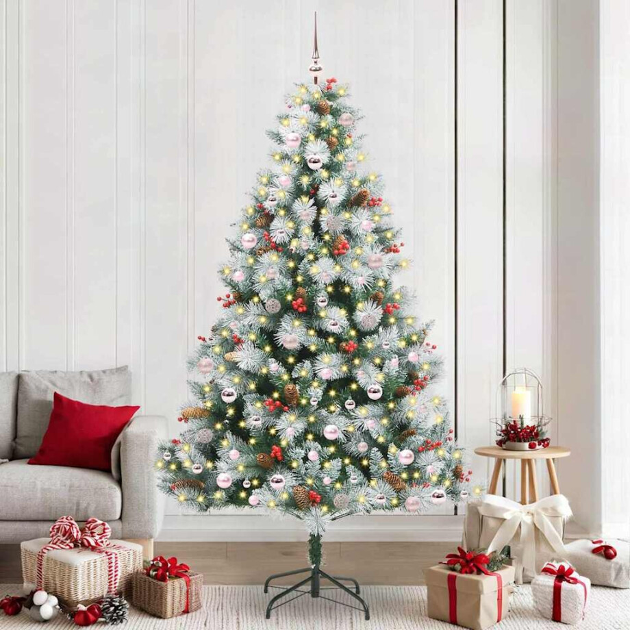 vidaXL Kunstkerstboom Groen en wit 240 cm PVC en Metaal en Plastic vidaXL Kunstkerstboom Groen en wit 240 cm PVC en Metaal en Plastic afbeelding 1