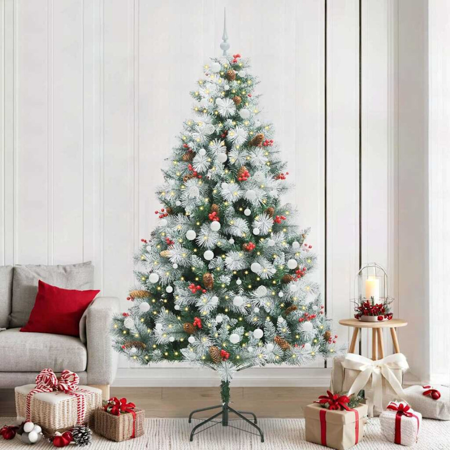 vidaXL Kunstkerstboom Groen en wit 240 cm PVC en Metaal en Plastic vidaXL Kunstkerstboom Groen en wit 240 cm PVC en Metaal en Plastic afbeelding 1