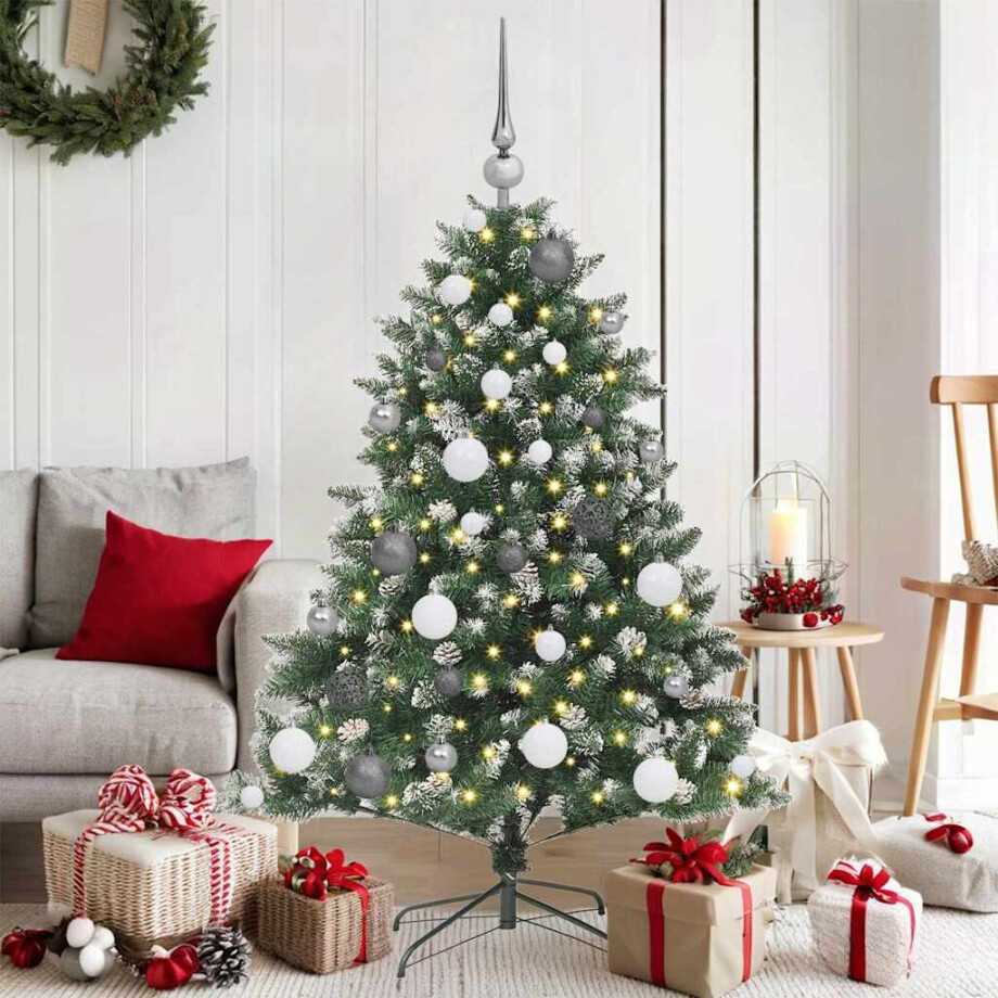 vidaXL Kunstkerstboom met LED -striplichten Groen 120cm PVC afbeelding 1
