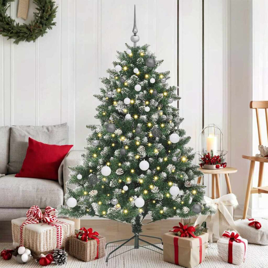 vidaXL Kunstkerstboom with Decorative String Lights Groen 150 cm PVC afbeelding 1
