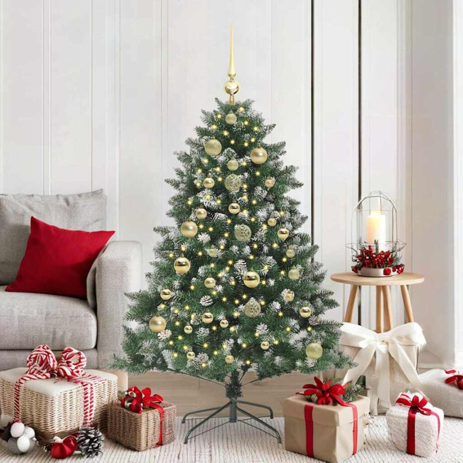 vidaXL Kunstkerstboom met 150 LED Groen 150 cm PVC en Plastic en Staal afbeelding 1
