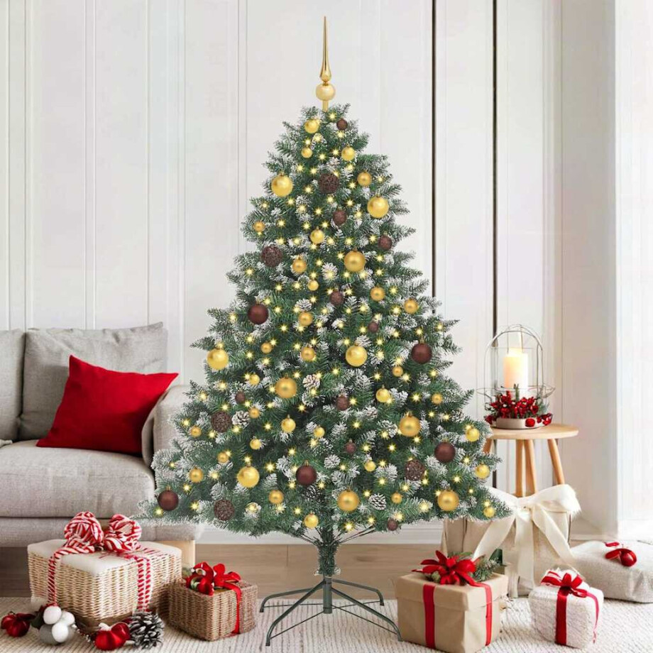 vidaXL Kunstkerstboom met 300 LED Groen 180 cm PVC en Plastic en Staal afbeelding 1