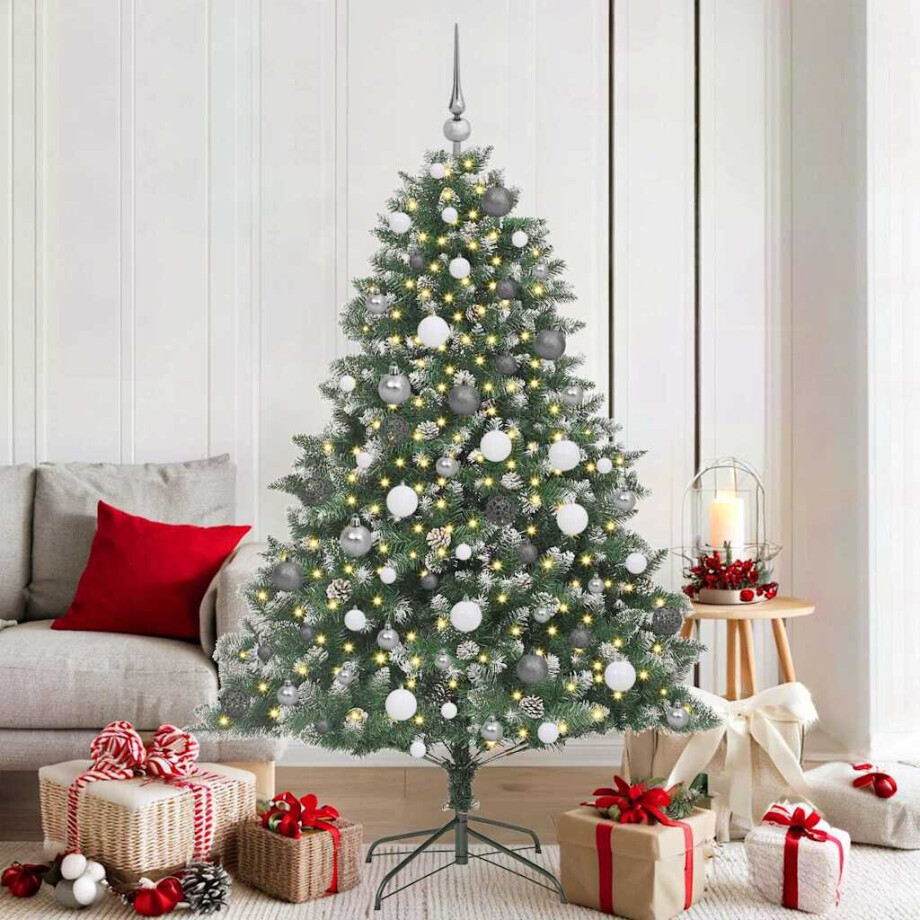 vidaXL Kunstkerstboom met LED -striplichten Groen 180cm PVC afbeelding 1