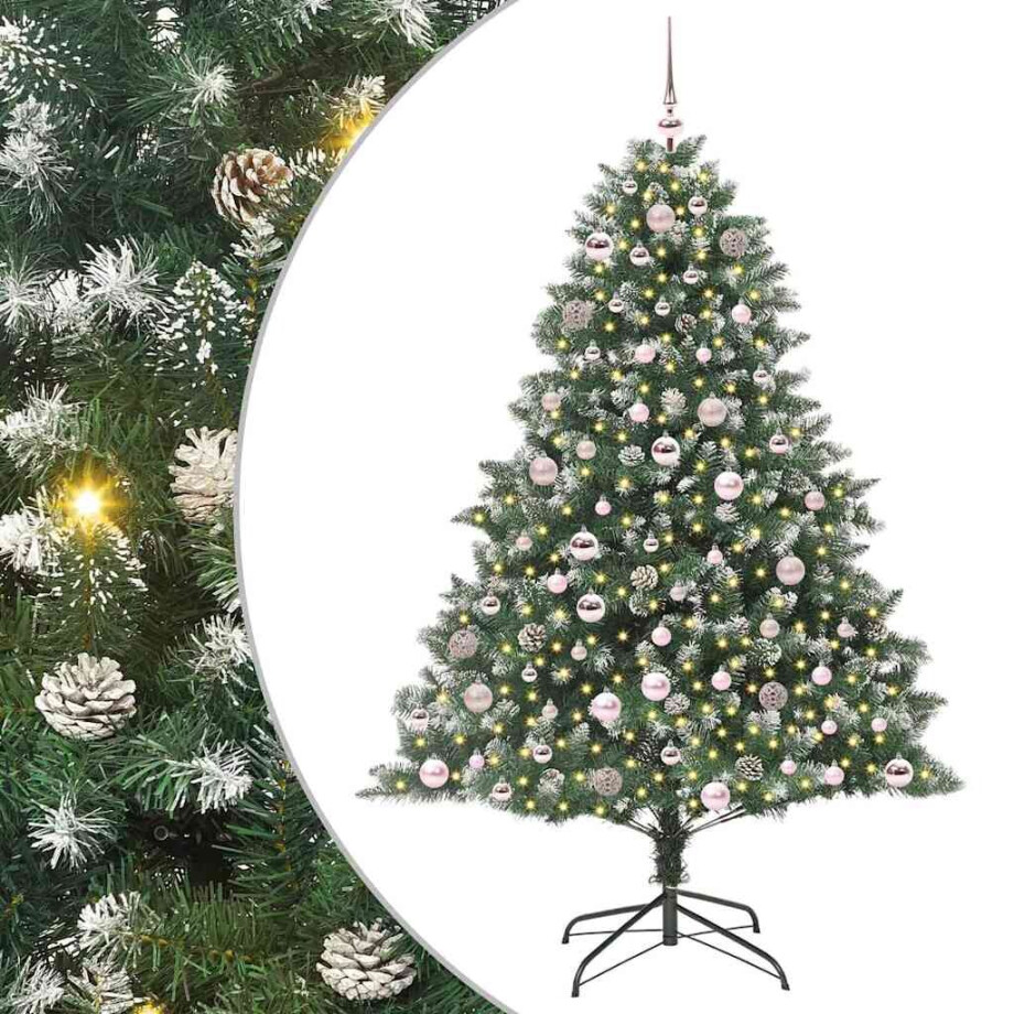 vidaXL Kunstkerstboom met 300 LED Groen 180 cm PVC en Plastic en Staal afbeelding 1