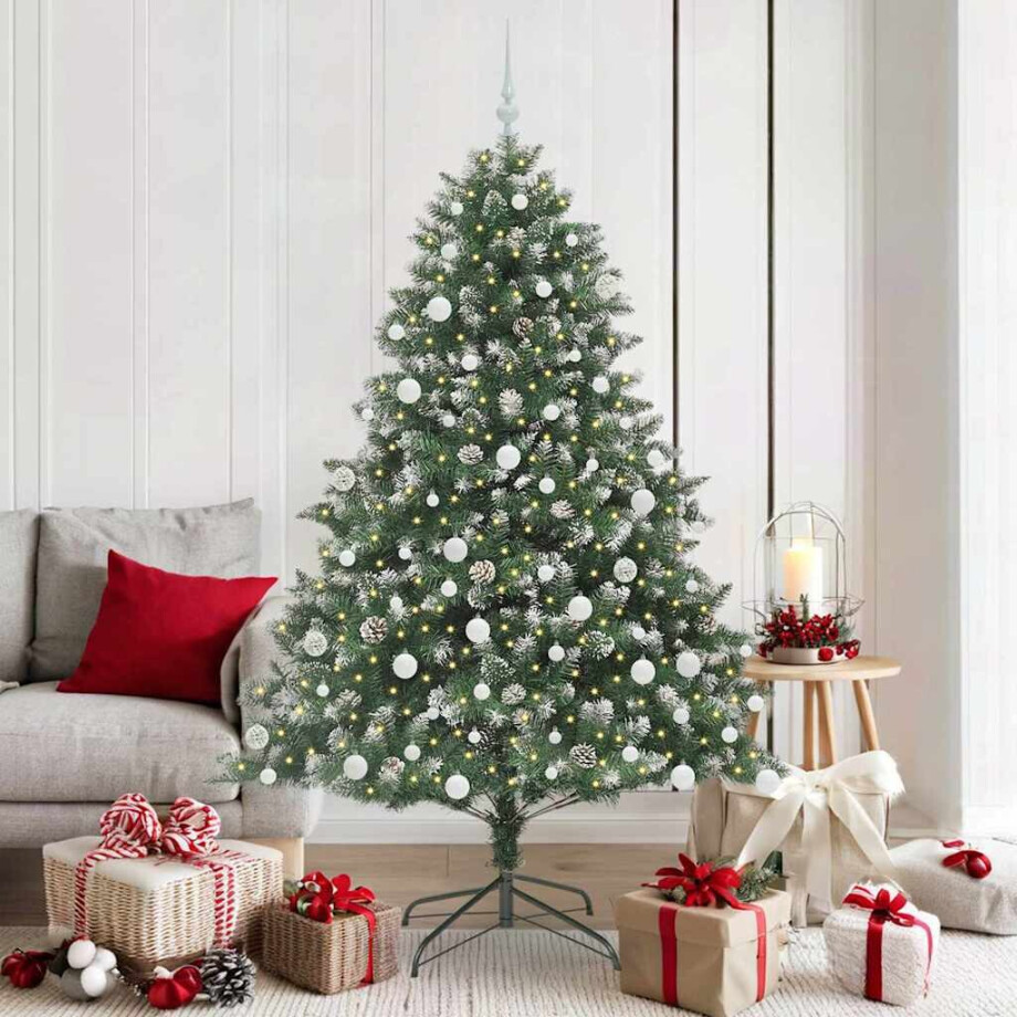 vidaXL Kunstkerstboom met 300 LED Groen 180 cm PVC en Plastic en Staal afbeelding 1