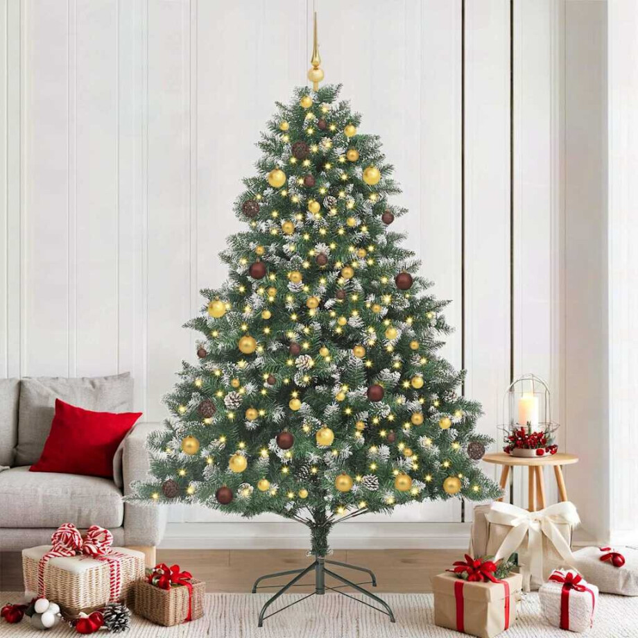 vidaXL Kunstkerstboom met 300 LED Groen 210 cm PVC en Plastic en Staal afbeelding 1