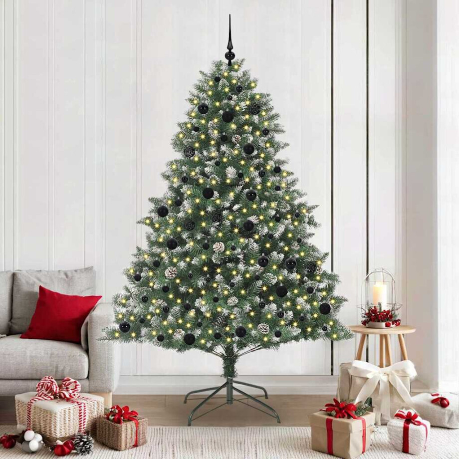 vidaXL Kunstkerstboom Groen 140 x 140 x 210 cm PVC en Plastic en Staal afbeelding 1