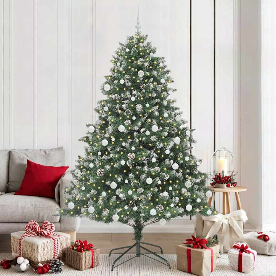 vidaXL Kunstkerstboom Groen 140 x 140 x 210 cm PVC en Plastic en Staal afbeelding 1