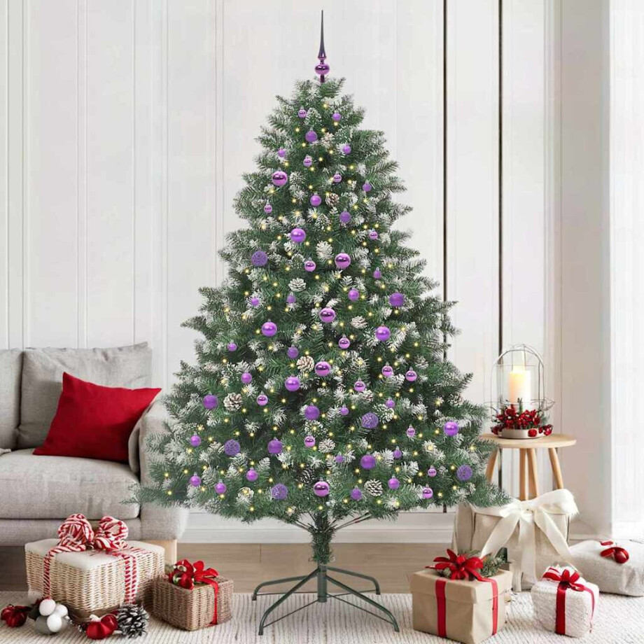 vidaXL Kunstkerstboom met 300 LED Groen 210 cm PVC en Plastic en Staal afbeelding 1