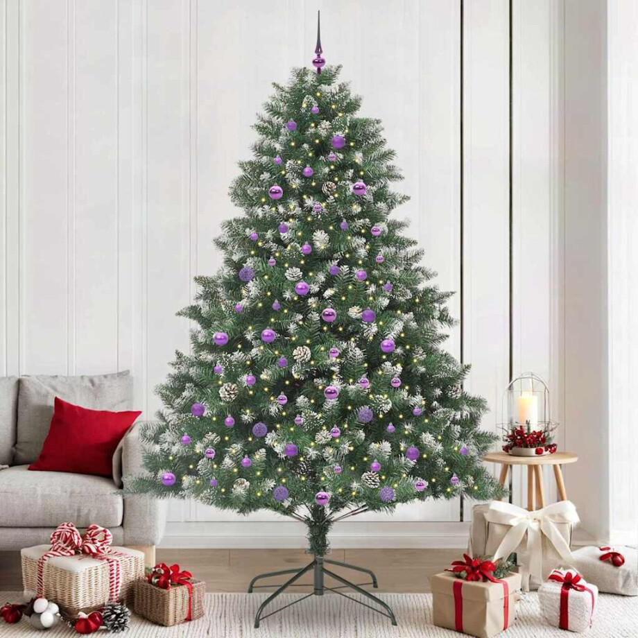 vidaXL Kunstkerstboom met 300 LED Groen 240 cm PVC en Plastic en Staal afbeelding 1