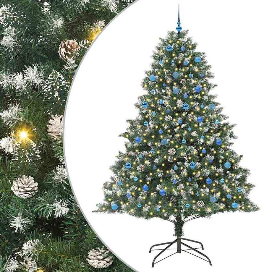 vidaXL Kunstkerstboom met 300 LED Groen 240 cm PVC en Plastic en Staal afbeelding 1