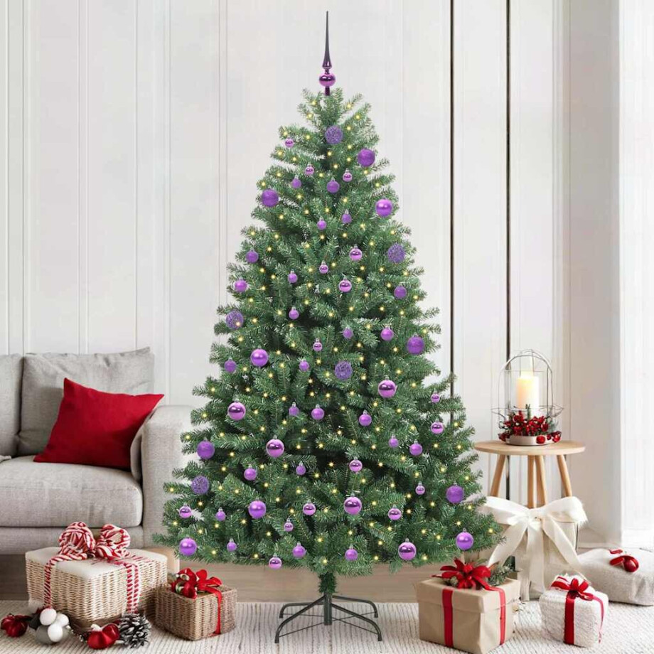 vidaXL Kunstmatige Inklapbare Kerstboom Groen 210 cm PVC en Metaal afbeelding 1