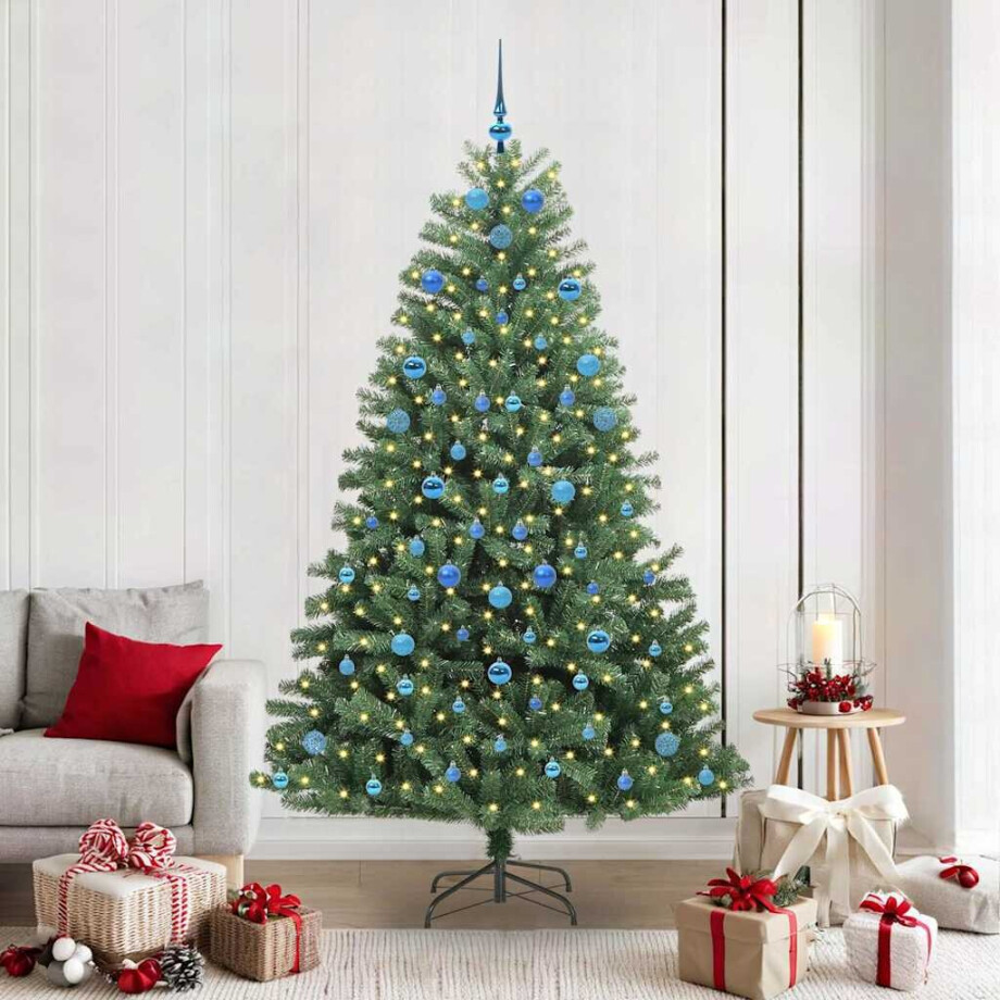 vidaXL Kunstmatige Inklapbare Kerstboom Groen 210 cm PVC en Metaal afbeelding 1