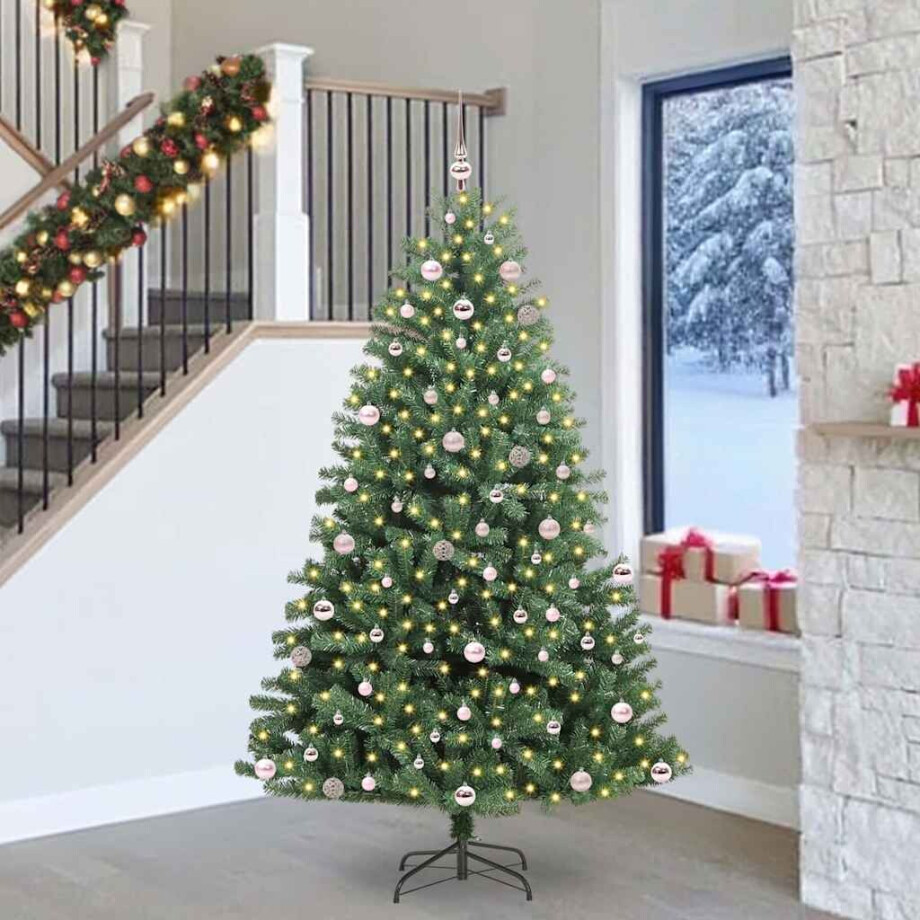 vidaXL Kunstmatige Inklapbare Kerstboom Groen 240 cm PVC en Metaal afbeelding 1