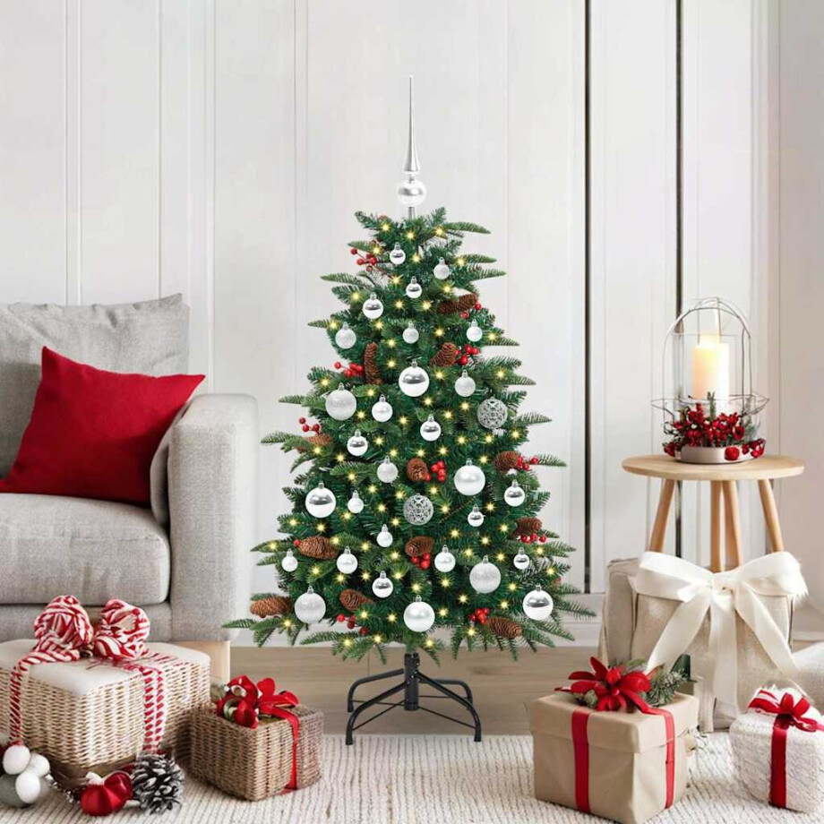 vidaXL Kunstkerstboom Groen 120 cm PVC en Metaal en Plastic afbeelding 1